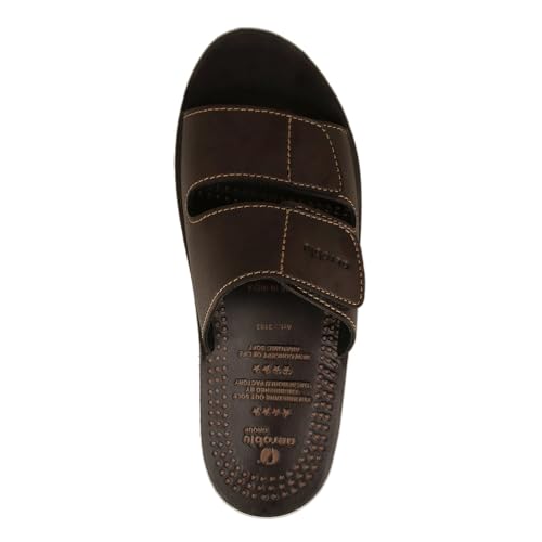 Image of AEROBLU Comfortable Flat Slippers for Men | Dual Adjustable Velcro Strap | Anti SKid & Lightweight Slip-On Flats for Indoor & Outdoor use