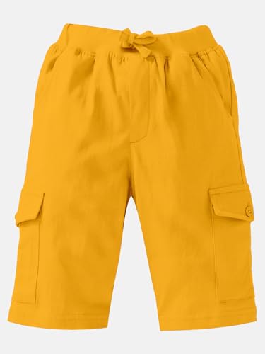 Image of KiddoPanti Boys Knit Solid Cargo Shorts | 100% Cotton | Comfortable Rib Waistband | 2 Front Pockets & 2 Cargo Pockets | Sport Bermuda Half Pant for Boys