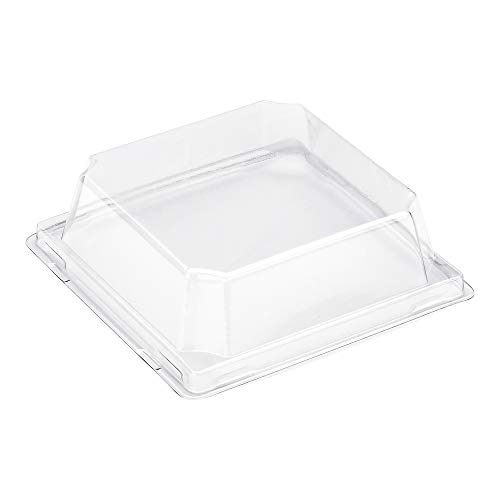 Restaurantware-LIDS ONLY: Matsuri Vision 3.5 x 3.5 x 1.6 Inch Lids For Small Containers, 100 Airtight Lids - Containers Sold Separately, Raised Design, Clear Plastic Lids, For Sushi Boxes