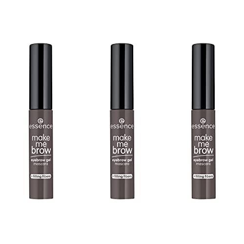 Esence Make Me Brow Eyebrow Gel Mascara Cejas, con fibras de relleno, n.º 04 Ashy Brows, marrón, definir, gelig, vegano, sin microplástico, sin nanopartículas, 3 unidades (3 x 3,8 ml)