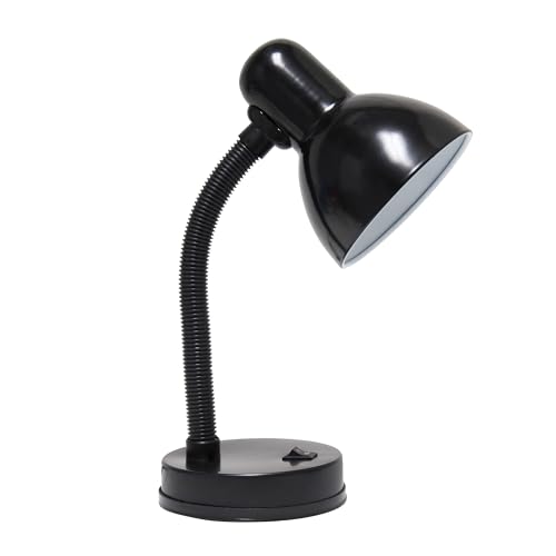 Simple Designs LD1088-BLK 14.25' Sleek and Sturdy Classic Gooseneck Study Desk Lamp, Black