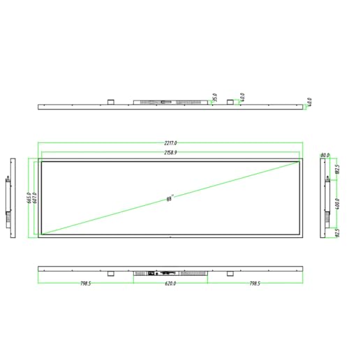 Image of 88 Inch (2158.85x607.2mm Viewable) Extra-Large Ultra-Wide Android LCD Bar Display | Stretched Shelf Screen | Cloud Platform, USB & App Control