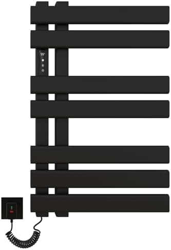 Radiador Toallero Eléctrico, Toallero Baño Radiador Negro Mate, Calentador de Toallas Inteligente a Temperatura Constante, 450x720 mm, Secador de Toal...