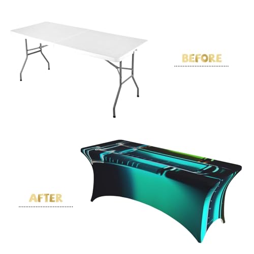 Nappe rectangulaire extensible lavable pour dissimuler les tables de banquet - 5
