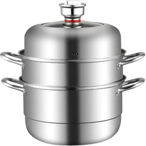 CokBlu 深型両手蒸し器 304 ステンレススチール製 二層・三層多層仕様 ガラス蓋付き厚手設計 多機能上蒸し・煮沸対応 各種熱源対応 家庭・レストラン兼用