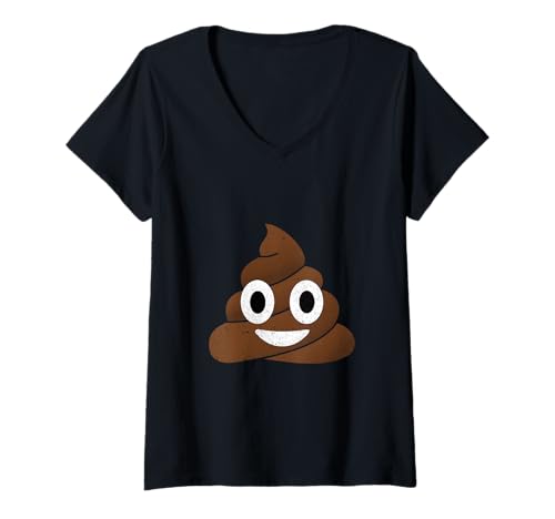 Femme Poop Face Happy Smiing Poop Pile drôle T-Shirt avec Col en V