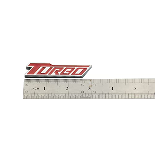 Image of 2 Pack Universal Metal Turbo Badge Emblem Car Auto Fender Trunk Tailgate Decal Sticker (Silver Red), Red,Silver