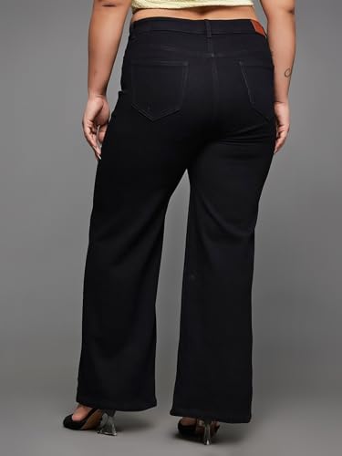 Image of Miss Chase A+ Women's High Rise Regular-Length Stretchable Denim Wide-Leg Shaping Jeans