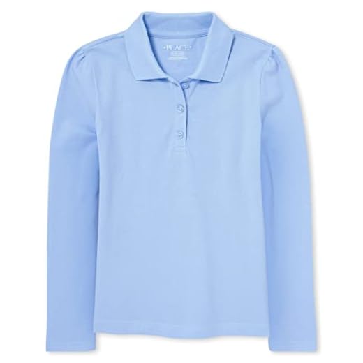 The Children's Place girls Long Sleeve Pique School Uniform Polo Shirt, Daybreak Single, Medium US