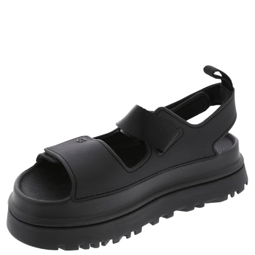 UGG Women's GOLDENGLOW Flat Sandal, Black, 9