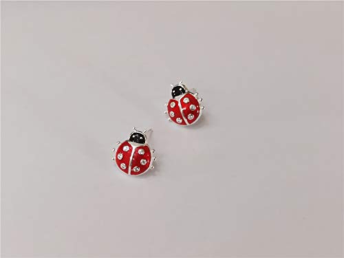 Cute Ladybug Tiny Stud Earrings for Women Girls 925 Sterling Silver Hypoallergenic Dainty Red Bugs Black Head Small Lucky Post Tragus Fashion Animal Jewelry Birthday Christmas Gifts for Daughter4