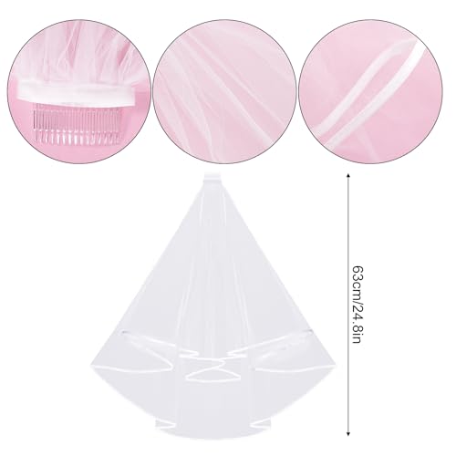 First Communion Veil Set for Girls 1st Holy Communion Accessories for Kids Veil with Hair Comb White Gloves Pearl Necklace Bracelet Earrings Wedding Party Costume(Classical)4