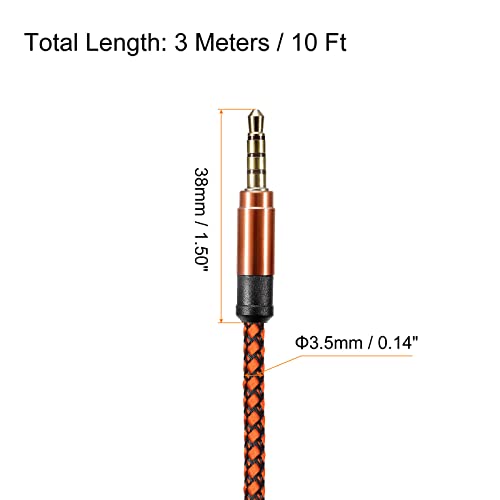 Cable AUX 3.5mm macho a macho 3 metros trenzado naranja miniatura 2