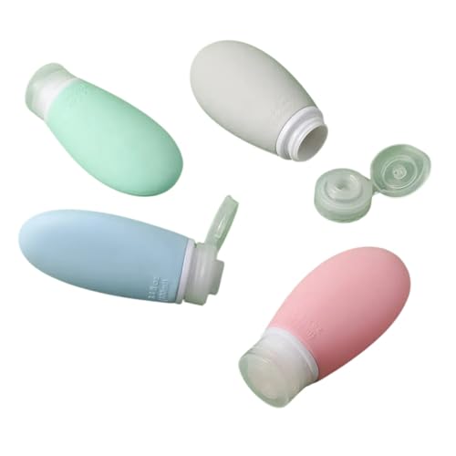 Kit Viagem 4 Frascos Silicone Pote 90ml Porta Creme Shampoo Perfume Loção Corporal Sabonete Líquido