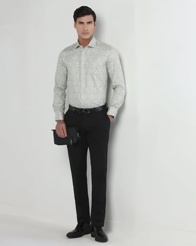 Image of Blackberrys Men's Nylon Blend Solid Slim Fit Formal Trousers Black