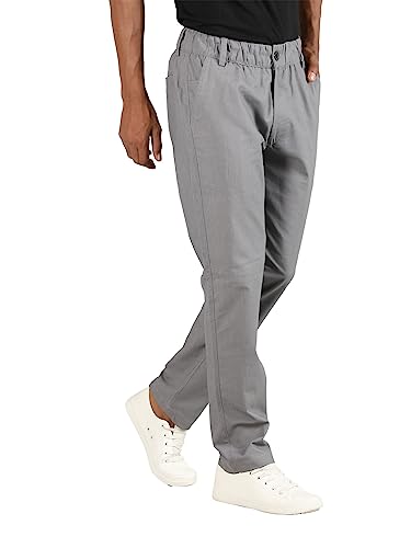 Image of CHKOKKO Men Mid Rise Slim Fit Solid Regular Trouser