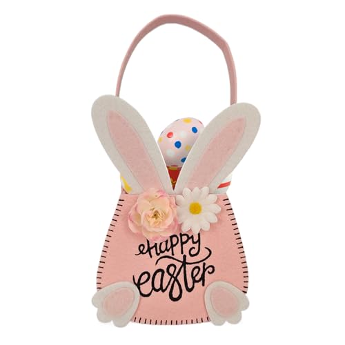 Cestino regalo pasquale, cestino a tema coniglio per dolcetti festivi, design riutilizzabile con simpatici coniglietti con manici in tessuto morbido, borsa per per la caccia alle