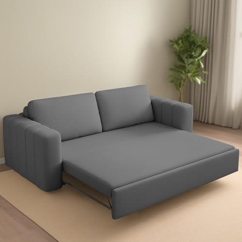 Image of Cisco 3 Seater Sofa Cum Bed for Home & Living Room (Dark Grey Fabric) | Modern Premium Fabric Sofa Set | Comfortable Convertible Sofa Bed | Furniture for Home, Office & Living Room