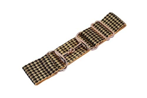 2 inch Luxury Elastic Equestrian Belt, Horse Riding Belt with Rose Gold Buckle, Stretchable and comfortable waist (Houndstooth)