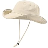 Waterproof Bucket Hats for Women Men Foldable Brim UPF 50+ Floppy Cowboy Rain Hat UV Protection Boonie Sun Hats for Hiking Beige