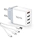 Produktbild Tecnix USB Ladegerät Quick Charge 3.0 30W 4-Port Ladeadapter USB Netzteil mit Multi Universal Ladekabel 3 in 1, Schnellladegerät ladegeraet für iPhone,ipad, Samsung Galaxy, LG, Huawei, XiaoMi, Weiß
