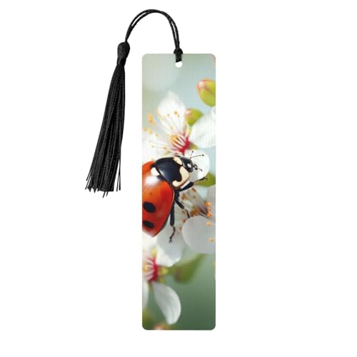 木製しおり メンズ レディース ノベルティ ギャグ バタフライ てんとう虫 花 しおり 本好き向け ユニークなハンドメイド ブックマーク タッセルペンダント付き クラフトブックマークアクセサリー