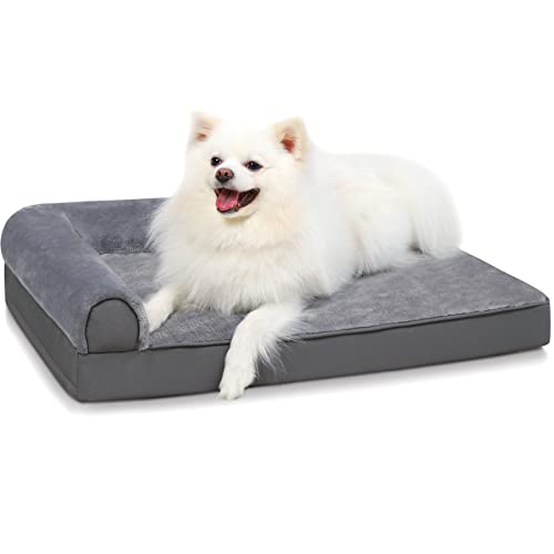 KSIIA Orthopedic Dog Bed - Waterproof Dog Couch Bed with Egg Crate Foam & Nonskid Bottom, 30 x 20 Inch, Gray Grey 30"L x 20"W x 6"Th