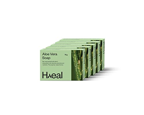 HAEAL Astonishing Aloe Vera Soap for Antimicrobial Protection, Nourishing & Moisturizing Skin. (Pack of 5 Bar Soaps), 5 x 75g