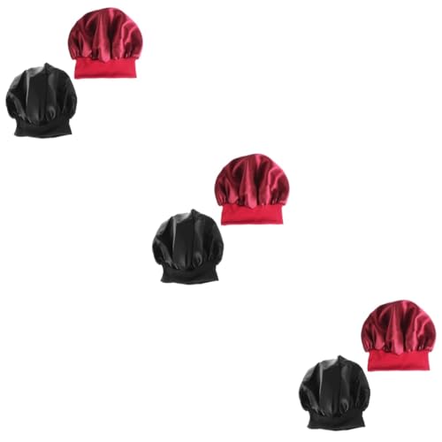 Bonnets de sommeil pour femmes élastiques rouge et noir pour cheveux et chimio