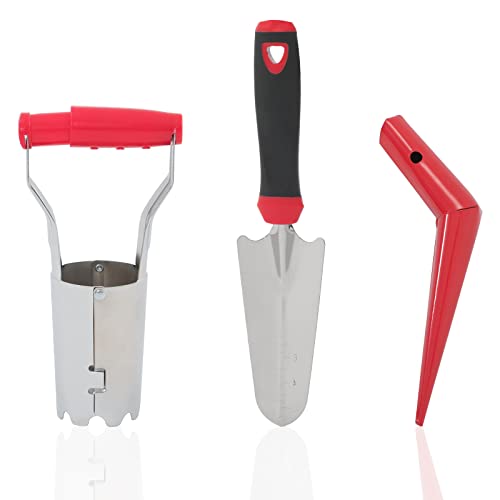 Unibos | Bulb Planter Tool | Durable Bulb Planter Set for Quick and Consistent Planting | Ideal Bulb Transplanter Kit and Bulb Planting Tools | Automatic Soil Release Mechanism | 3Pcs Set