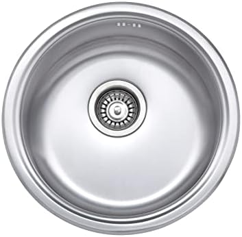 JASSFERRY Small Campervan Kitchen Sink 145mm Depth Drainer Stainless Steel Round Bowl with Strainer Waste Pipe Kit - 10 Year Warranty