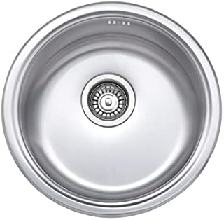 JASSFERRY Small Campervan Kitchen Sink 145mm Depth Drainer Stainless Steel Round Bowl with Strainer Waste Pipe Kit - 10 Year Warranty