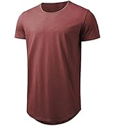 Athlemon Long Shirts for Men Hip Hop Shirts Longline Hipster Gym T Shirts Reflective Line Scallop...