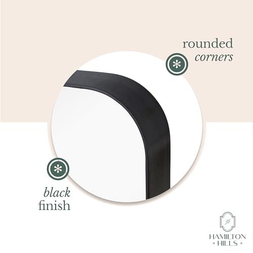 Hamilton Hills 24x36 Inch Metal Black Frame Mirror - Brushed Rectangular Rounded Corner Vanity - 2 Inch Lightweight Deep Set Design - Large Wall Mirror for Bathroom - Hangs Horizontal or Vertical