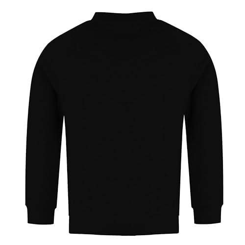KHIM Fleece Sweatshirt Unisex Sweater Jumper Full Sleeve Kids Boys Girls Children Top Crew Neck Outdoor Activewear (UK, Age, 5 Years, 6 Years, Regular, Black)