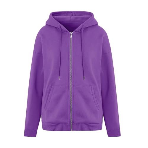 Sruiluo Women’s Purple Oversized Hoodie: Stylish Full-Zip Jacket for Fall Fashion - Image 5