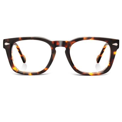 FancyFlower Square Reading Glasses for Women&Men - Acetate Tortoise -