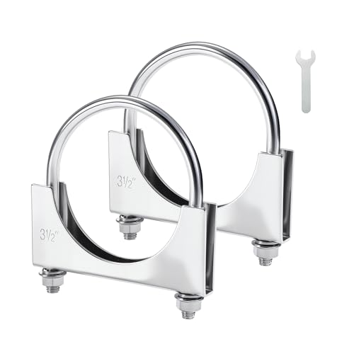 EVIL ENERGY 3.5 Heavy Duty U Bolt Exhaust Clamp 3 1/2 Inch Stainless Steel U Muffler Clamps Saddle Style 2PCS