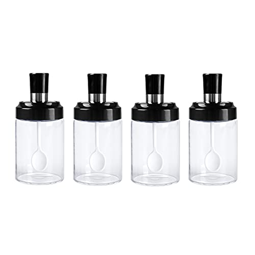 image for LOYUYU Kitchen Glass Spice Jars Seasonning Box Set of 4, Condiment Pot
