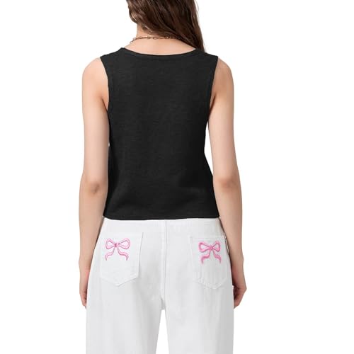 Women's Crochet Knit Vest Top V-Neck Button Up Tank Top Summer Casual Going Out Sweater Vest Shirt Trendy Streetwear3