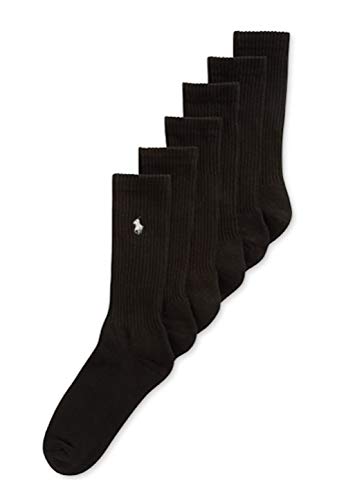 Polo Ralph Lauren Mens Classic Cotton Sport Pony Logo Socks 6 PACK (One size, Black) - Main Image
