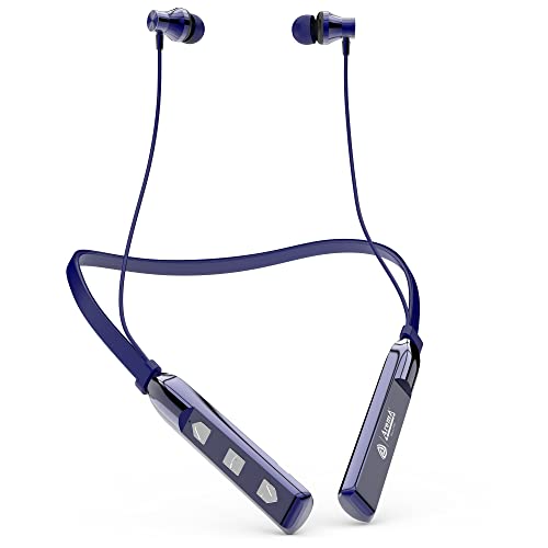 Image of AROMA NB119 Titanium Bluetooth Wireless Headset Neckband with Long Lasting Playtime 48 Hrs, Smart Voice Assistant, Bluetooth V5.0, Sweat & Splash Proof, Best for Gaming, Running, Workout (Blue)