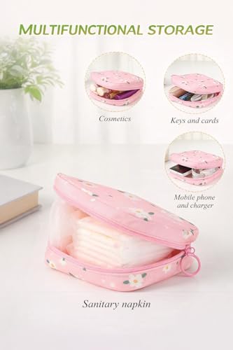 Image of 4Pcs Sanitary Napkin Storage Bag, Menstrual Period Bag Waterproof, Tampon Organizer Pouch Tampon Pad Holder for Purse, Pad Bag Feminine Care First Period for Teen Girls School