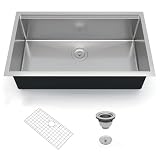 30 Inch Undermount Kitchen Sink, Stainless Steel Single Bowl with Reveal Rim, 2.0cm Thick Edge 1.0mm...