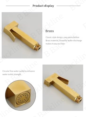 Image of Brass Jet Spray for Toilet | Premium Health Faucet Set | Bathroom Bidet Spray with Stand & 1.2m Flexible Hose (Gold Glossy Finish)