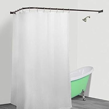 L Shaped Shower Curtain Rod Bronze Aluminum Wrap Around Pole Round Corner Bathroom Angled Dark Rubbed, Rustproof