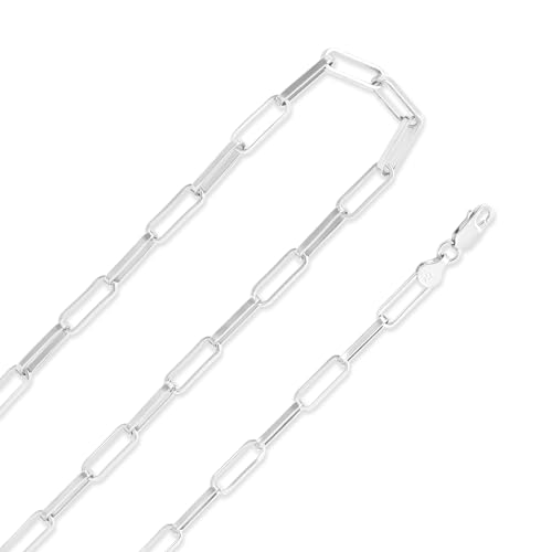 Waitsoul 925 Sterling Silver Lobster Clasp Chain 5mm Paperclip Necklace for Women Silver Paperclip Chain for Women 18 Inch