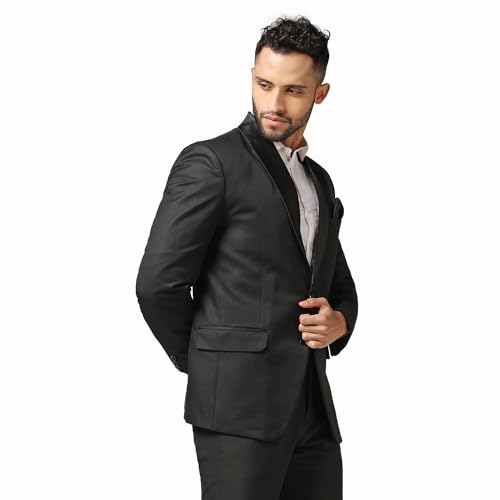Image of TAHVO Men Blazer Lycra Fabric Slim Fit Single Breasted Blazer