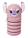 Disney Estuche extensible Stitch Angel Tamaño Ajustable Cierre de Cremallera Color Rosa