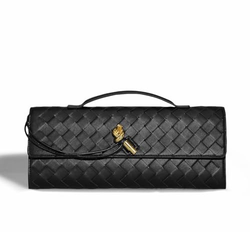 Trendy Woven Evening Clutch Purses for Women Evening Bags Handbags PU Leather Purse with Removable Shoulder Strap Bag